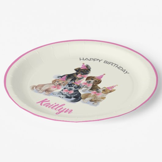 純粋な子犬 |犬テーマ誕生日パーティー用品 ペーパープレート (アングル)