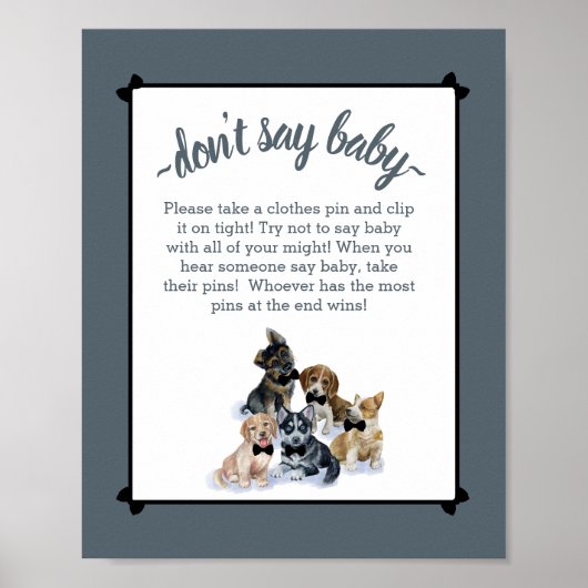 純粋な子犬 |赤エレガントちゃんシャワーゲームを言わない ポスター (正面)