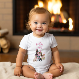 純粋な子犬 | Girls Pink First Birthday Party Gift ベビーボディスーツ