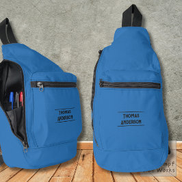 純粋な海ブルーとブラック文字 スリングバッグ