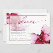 純粋な深紅のピンクの抽象的な水彩画 招待状 (正面)