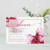 純粋な深紅のピンクの抽象的な水彩画 招待状 (スタンド正面)