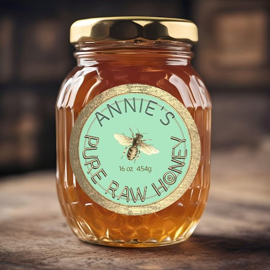 純粋な生モダンの蜂蜜ビー金ゴールドフレームブルーシアン ラウンドシール