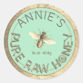 純粋な生モダンの蜂蜜ビー金ゴールドフレームブルーシアン ラウンドシール (正面)