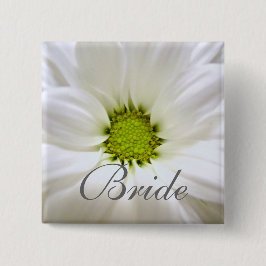 純粋な白デイジー結婚の花 缶バッジ