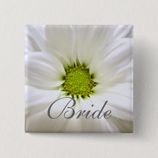 純粋な白デイジー結婚の花 缶バッジ (正面)