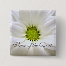 純粋な白デイジー結婚の花 缶バッジ