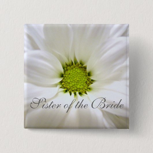 純粋な白デイジー結婚の花 缶バッジ (正面)