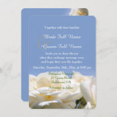 純粋な白バラの花の花嫁結婚と花婿 招待状 (正面/裏面)