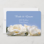 純粋な白バラの花の花嫁結婚と花婿 招待状 (裏面)