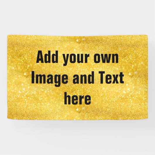 純粋な金ゴールドの輝きパターン + あなたの文字/写真 横断幕 (横)