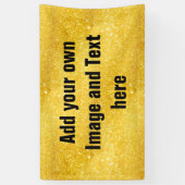純粋な金ゴールドの輝きパターン + あなたの文字/写真 横断幕 (縦)