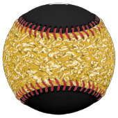 純粋な金ゴールド(ばちゃばちゃ)跳ねるパターン+テキスト/写真 ソフトボール (裏面)