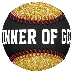 純粋な金ゴールド（ばちゃばちゃ）跳ねるパターン+テキスト/写真 ソフトボール