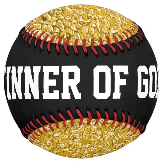 純粋な金ゴールド(ばちゃばちゃ)跳ねるパターン+テキスト/写真 ソフトボール (正面)