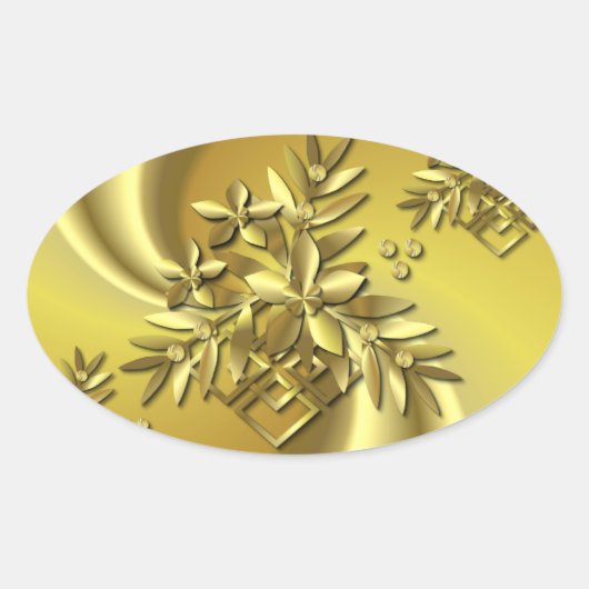 純粋な金ゴールド 楕円形シール (正面)