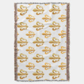 純粋な金ゴールド（紋章の）フラ・ダ・リ スローブランケット (正面縦)