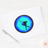 純粋な雪スキー 楕円形シール (封筒)