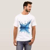 純粋な青い水の飛沫エフェクト Tシャツ (正面フル)