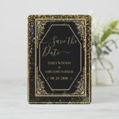 純粋な黒と金のエレガンス セーブザデート (スタンド正面)