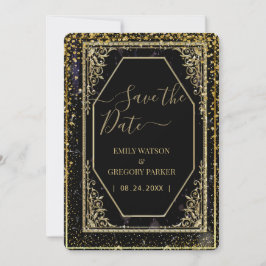 純粋な黒と金のエレガンス セーブザデート