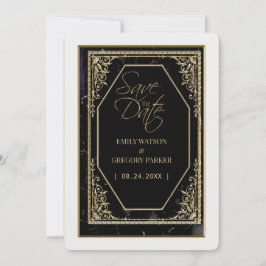 純粋な黒と金の優雅さ セーブザデート