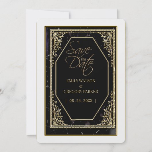 純粋な黒と金の優雅さ セーブザデート (正面)