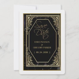 純粋な黒と金の優雅さ セーブザデート