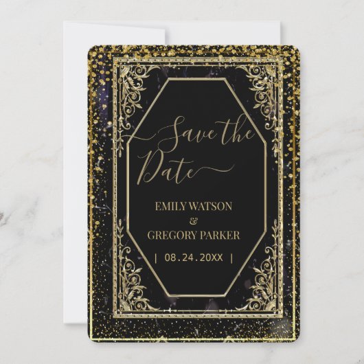 純粋な黒と金の優雅さ セーブザデート (正面)