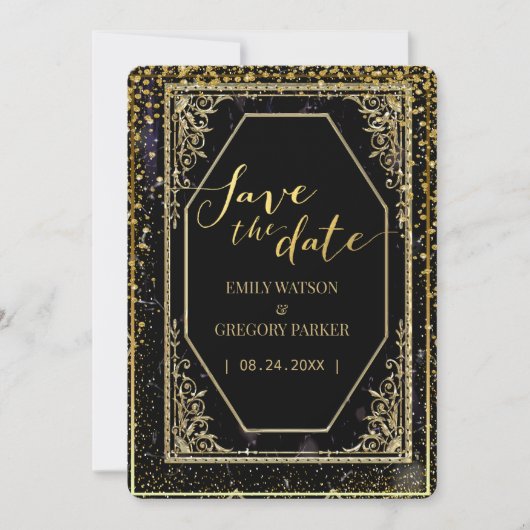 純粋な黒と金の優雅さ セーブザデート (正面)
