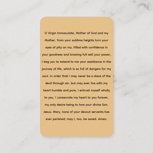 純粋受胎と蛇の祈りの言葉カード 名刺 (裏面)