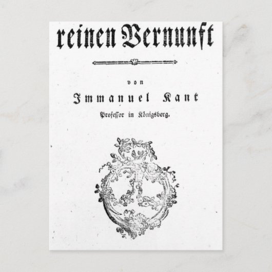 「純粋理性批判」のタイトルページ ポストカード (正面)