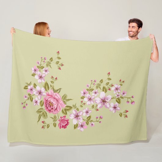 純自然 – 夏のバラ1 フリースブランケット (インサイチュ)