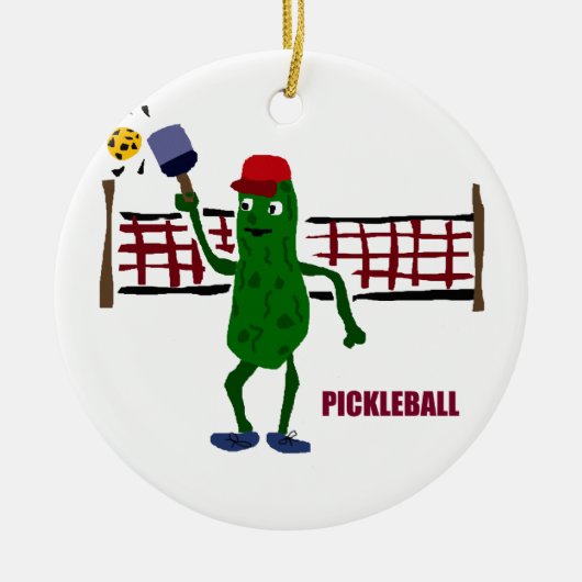 純芸術のPickleballを遊ぶおもしろいなピクルス セラミックオーナメント (正面)