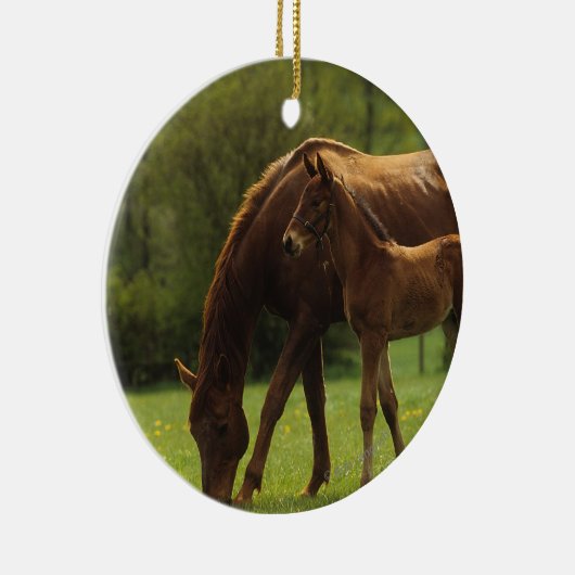 純血種のロバ及び子馬2 セラミックオーナメント (右)
