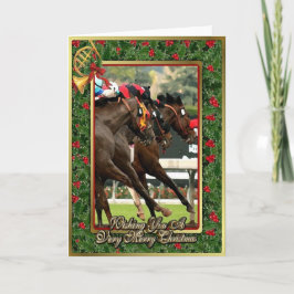 純血種の競馬馬のブランクのクリスマスカード シーズンカード