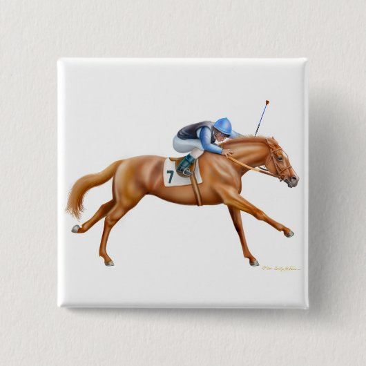 純血種の競馬馬Pin 缶バッジ (正面)