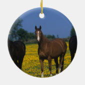純血種の馬のグループ セラミックオーナメント (裏面)