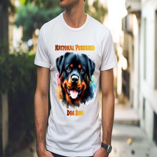純血種ロットワイラー犬のポーズがナショナルデー Tシャツ