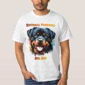 純血種ロットワイラー犬のポーズがナショナルデー Tシャツ (正面)