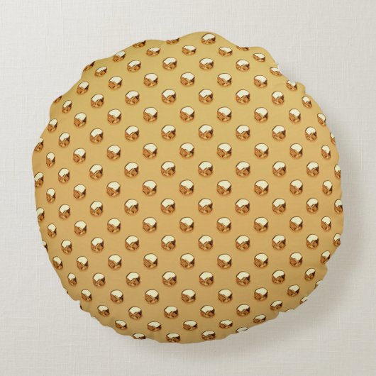 純金の真珠パターン+あなたのテキスト/写真 ラウンドクッション (裏面)