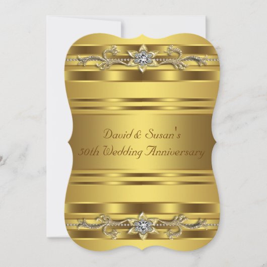 純金の50周年結婚記念日パーティー 招待状 (正面)
