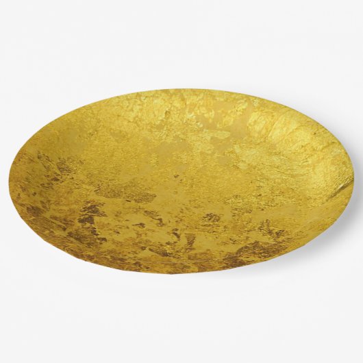 純金箔 Pattern + お客様のテキスト / 写真 ペーパープレート (アングル)