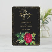 純黒と金のエレガンス、赤いバラのウェディング セーブザデート (スタンド正面)