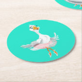 紙おもしろいコースターバレリーナダック – あなたの色 ラウンドペーパーコースター (アングル)