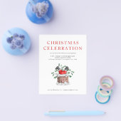 紙おもしろいサンタクリスマスパーティの招待状 チラシ (シングル)