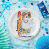 紙おもしろいプレートサマーパーティー雪だるまサーファー ペーパープレート (パーティー)