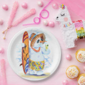 紙おもしろいプレートサマーパーティー雪だるまサーファー ペーパープレート (パーティー)