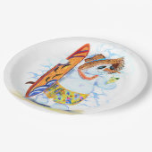 紙おもしろいプレートサマーパーティー雪だるまサーファー ペーパープレート (アングル)