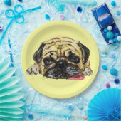 紙おもしろいプレートパグドッグ – あなたの色 – 文字 ペーパープレート (パーティー)